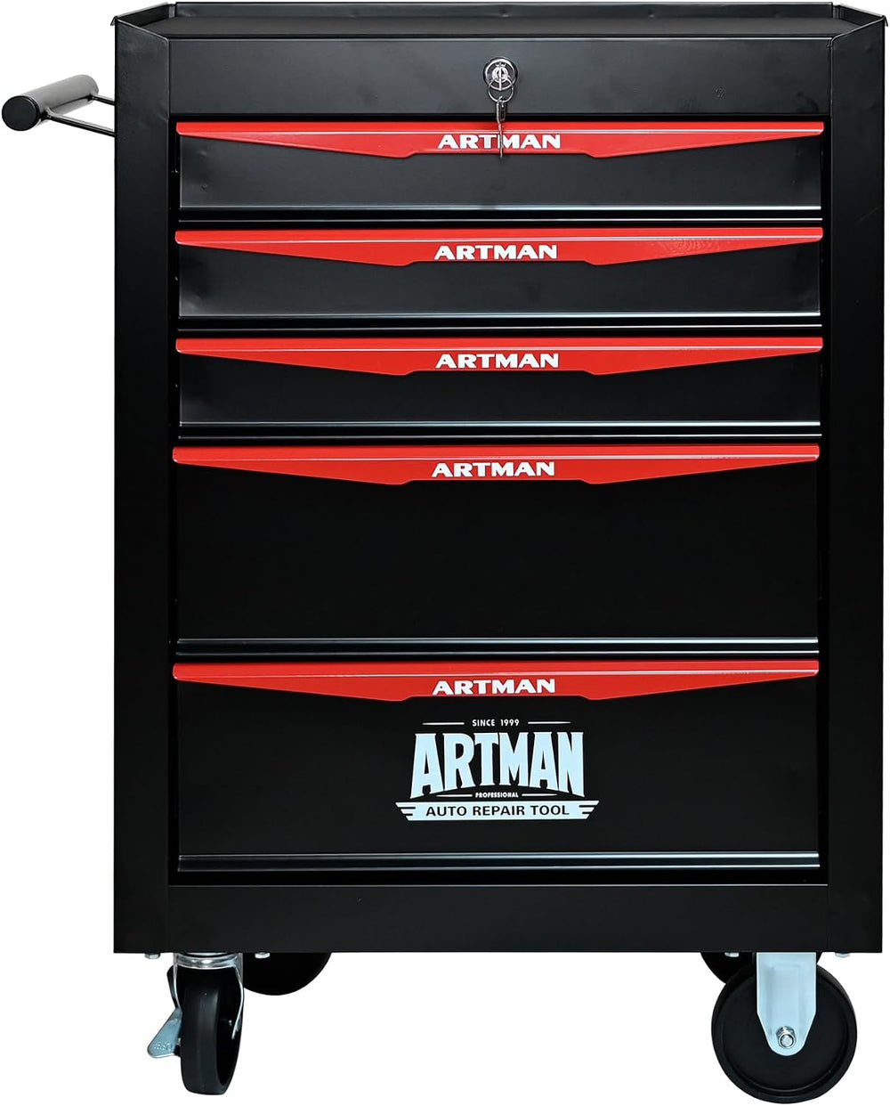 Heavy Duty 5-Drawer Rolling Tool Chest, Key Lock Tool Storage Cabinet with Lo...