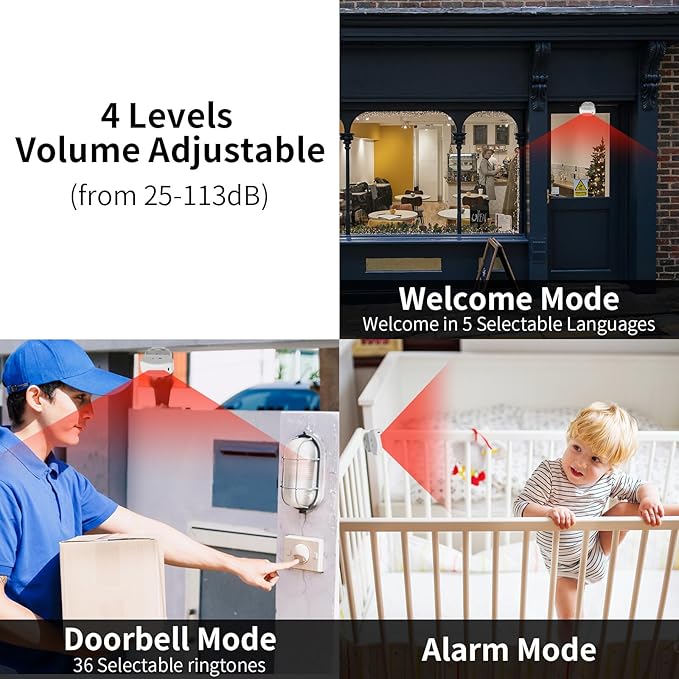 KCMYTONER Wireless Motion Sensor Door Chime, Entry Alert Chime