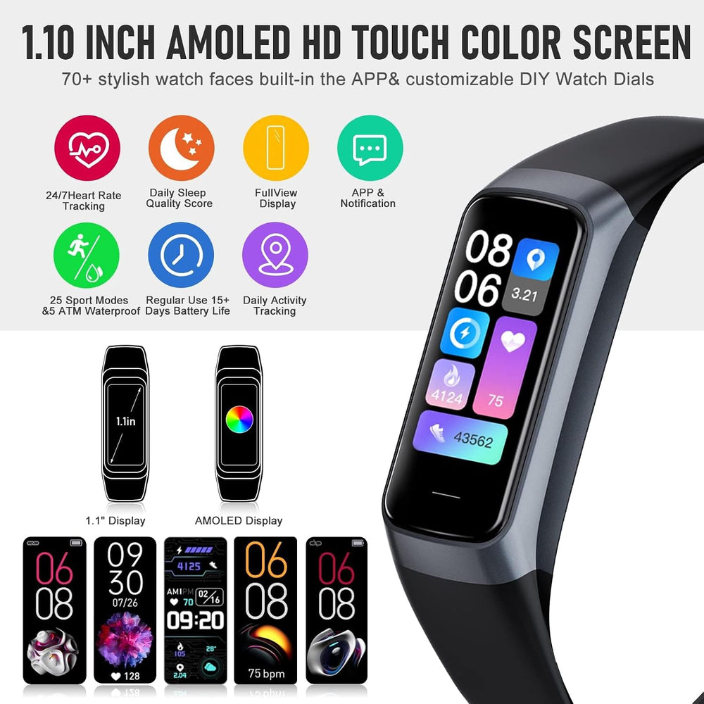 Fitness Tracker with 24/7 Heart Rate, Activity Trackers with Blood Pressure S...