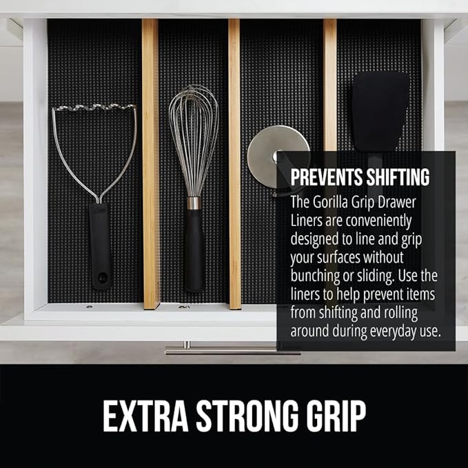 GORILLA GRIP powerGRIP Drawer Shelf and Cabinet Liner, Thick Strong Hold