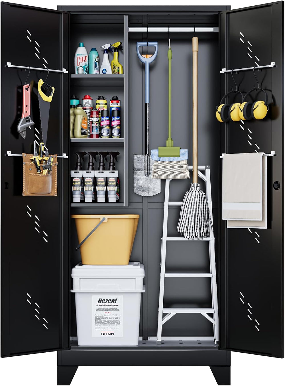 OSEILLC Metal Storage Cabinet with Locking Doors, 75" Tall Garage Cabine...