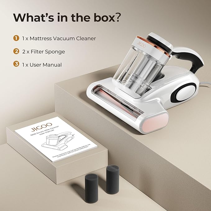 JIGOO Bed Vacuum Cleaner with Dust Sensor, Mattress Vacuum Cleaner with UV &