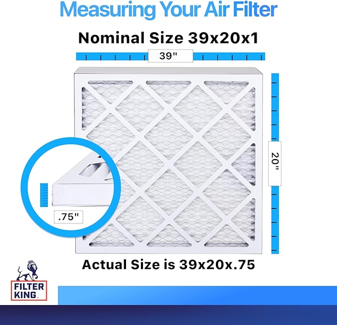 Filter King 39x20x1 Air Filter | 4-PACK | MERV 8 HVAC Pleated A/C Furnace