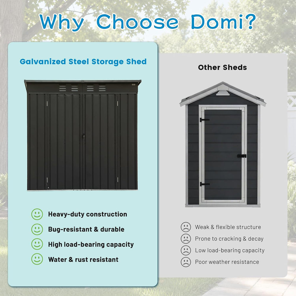 Domi Outdoor Storage Shed 6x4 FT,Metal Outside Sheds&Outdoor Storage Galv...