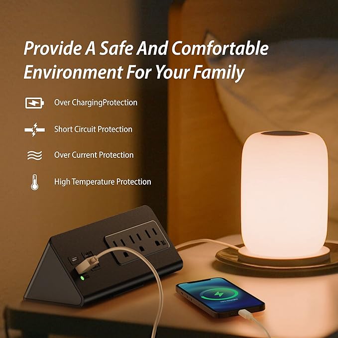 Nightstand Edge Mount Power Strip (2-Pack)