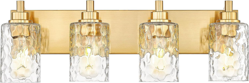 METWET 4-Light Bathroom Light Fixtures, 24.5 Inch Brushed Gold Vanity Lights