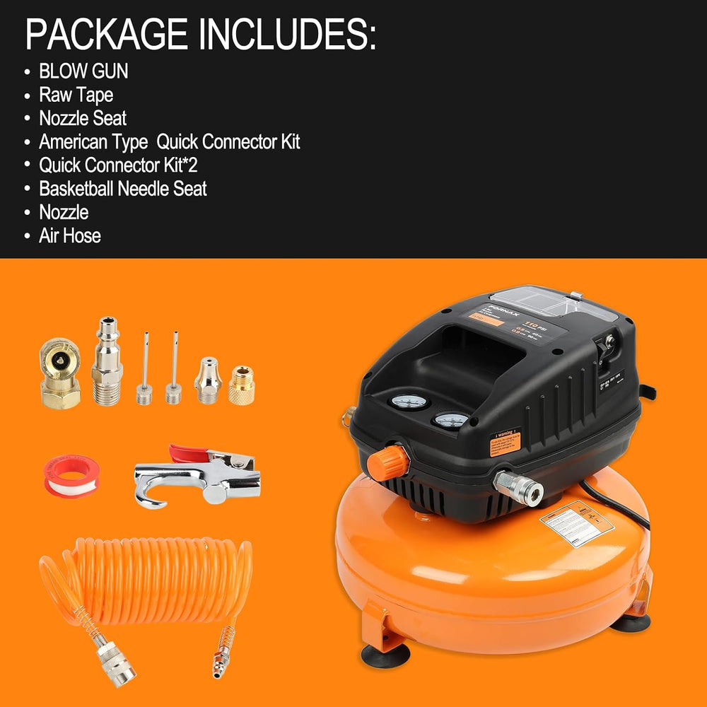 FORNAX Pancake Air Compressor, 3 Gallon, 110 PSI Portable Air Compressor, Oil...