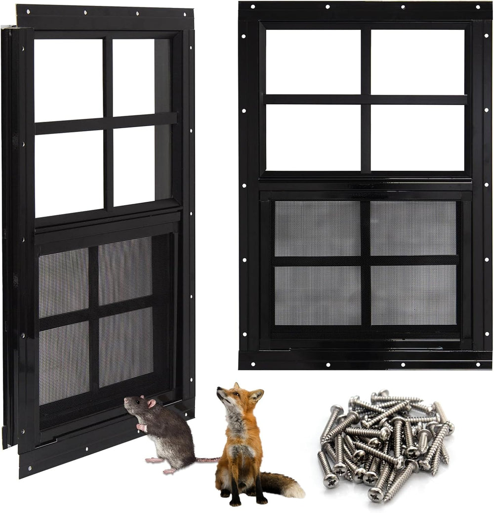 NeatiEase Upgraded Shed Windows 2 Pack, 24" x 30" Windows with Temp...