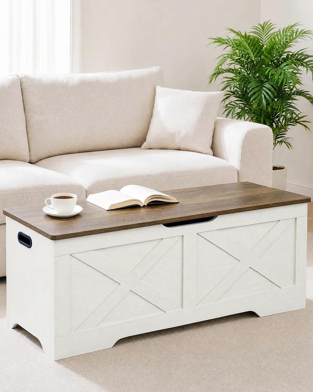 Timberer 47.2" Storage Chest, Wooden Storage Bench, Entryway Shoes Bench