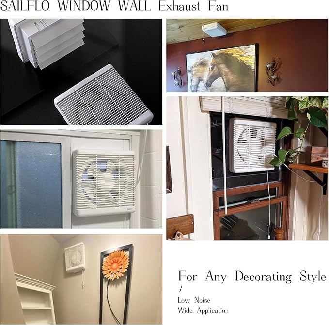 SAILFLO 6 Inch Small Window Shutter Exhaust Fan, 7.7 x 7.7 Inch Cutout
