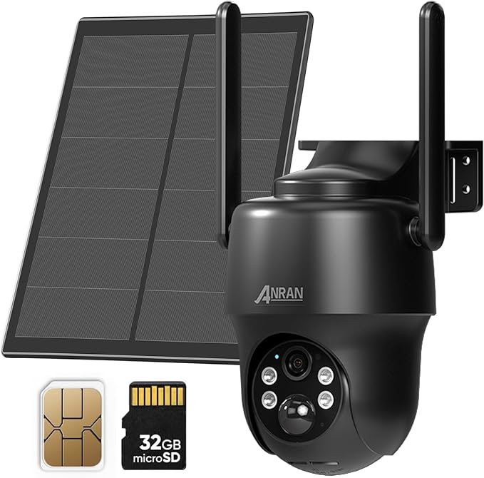 ANRAN 4G LTE Cellular Solar Security Camera Wireless Outdoor, No WiFi 2K Solar