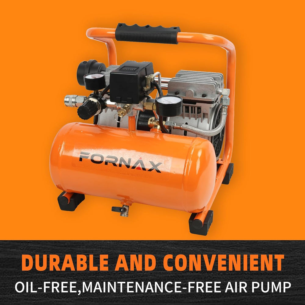FORNAX Ultra Quiet Air Compressor, 1.3Gallon, 1HP, 65dB Silent Oil-Free Porta...