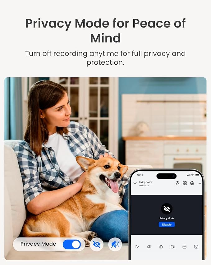 REOLINK Home Security Camera System, 4MP HD Plug-in Indoor WiFi 6 Pan Tilt Pe...