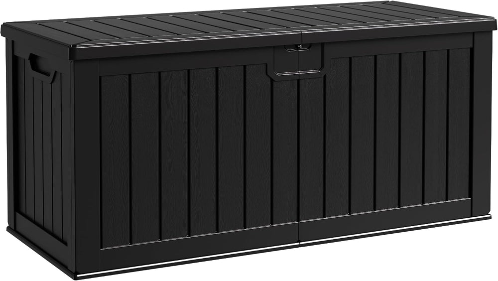 Flamaker 250 Gallon Resin Deck Box, XXL Waterproof Storage Box with Divider