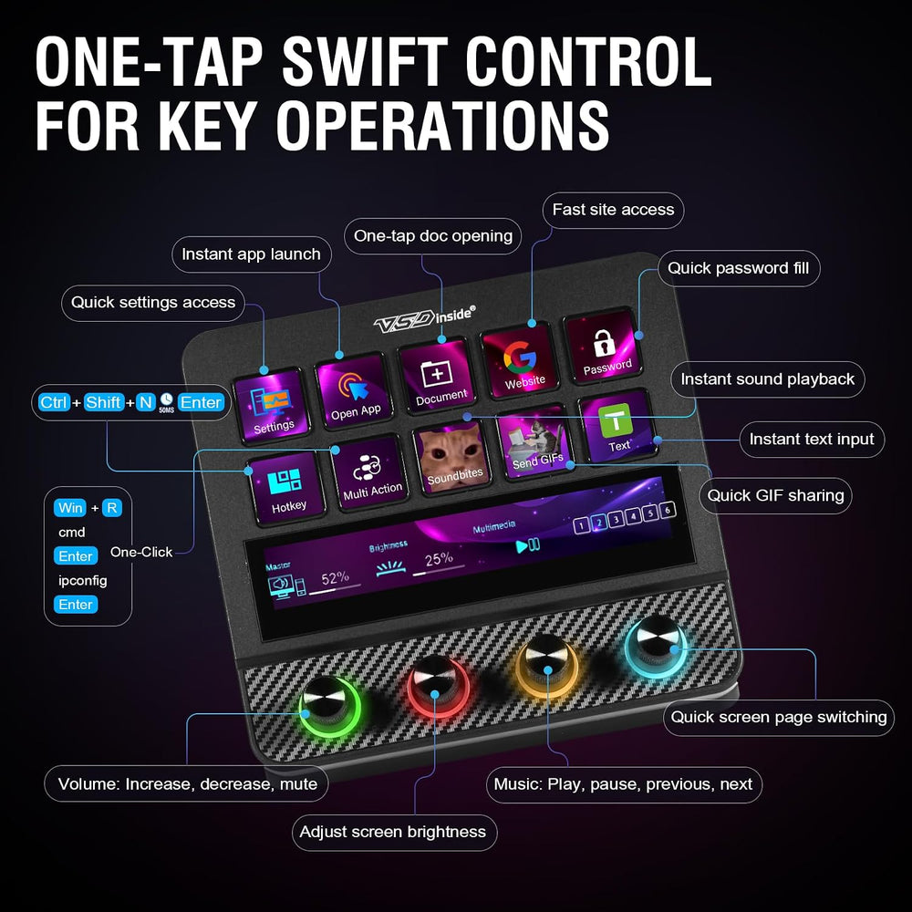 VSD N4 Pro Stream Controller Streaming Deck, Audio and Studio Controller