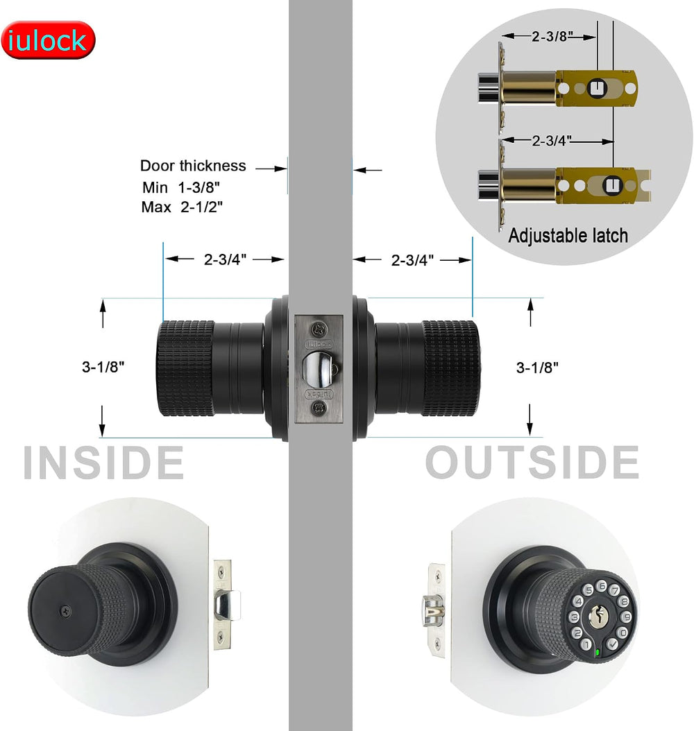 Keypad & Key Smart Door Lock, 50 User Codes, Waterproof, Auto Lock - Matt...