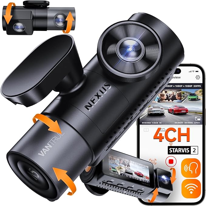 Vantrue N5 4 Channel WiFi 360° All Sides Dash Cam, STARVIS 2, IR Night Vision