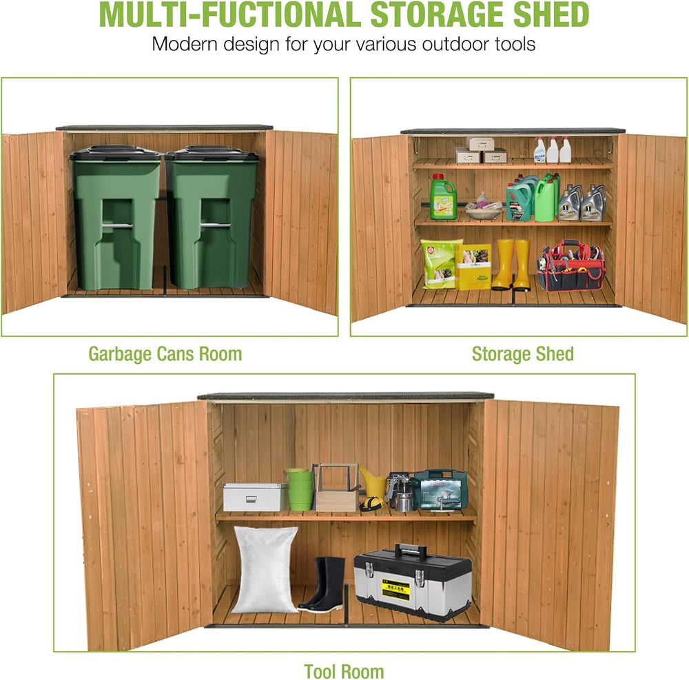 GUTINNEEN Outdoor Storage Shed,Wood & Metal Vertical Cabinet with Waterpr...