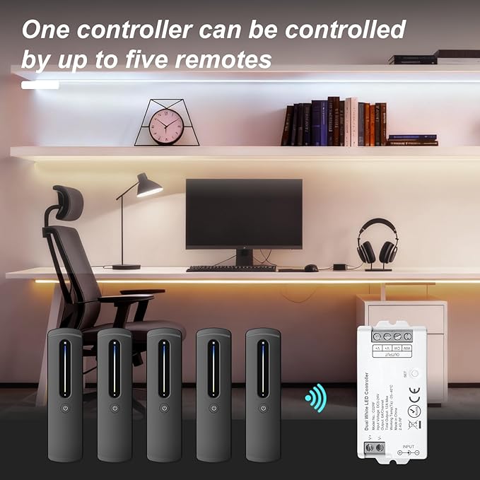 2.4GHz RF CCT LED Strip Controller Remote Kit, Wireless Remote & Tuya
