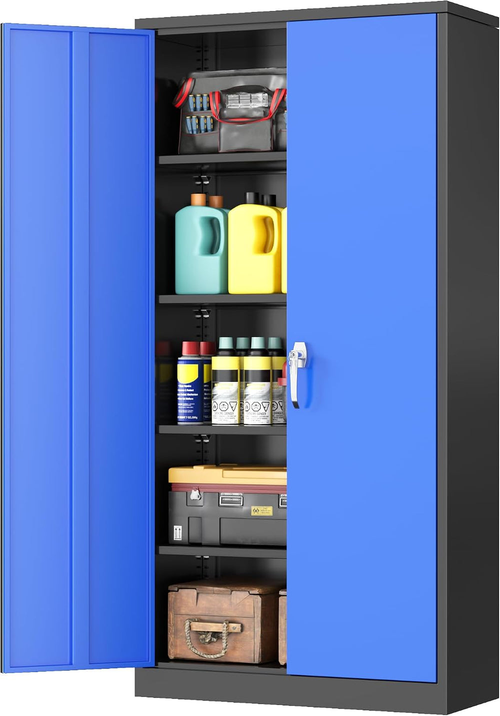 INTERGREAT Metal Garage Storage Cabinet with Lock, 72" Storage Cabinet w...