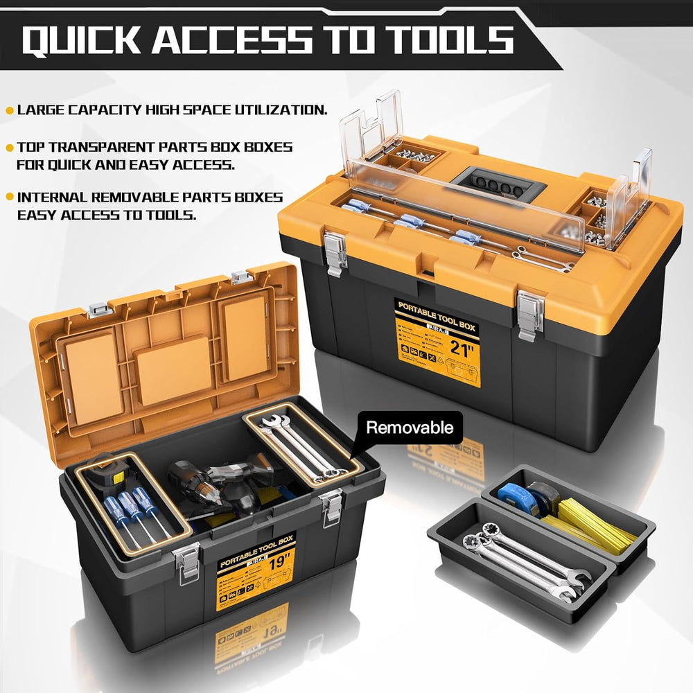 AIRAJ 4-In-1 Tool Box Set, Portable Tool Box Organizer, 15+17+19+21 IN