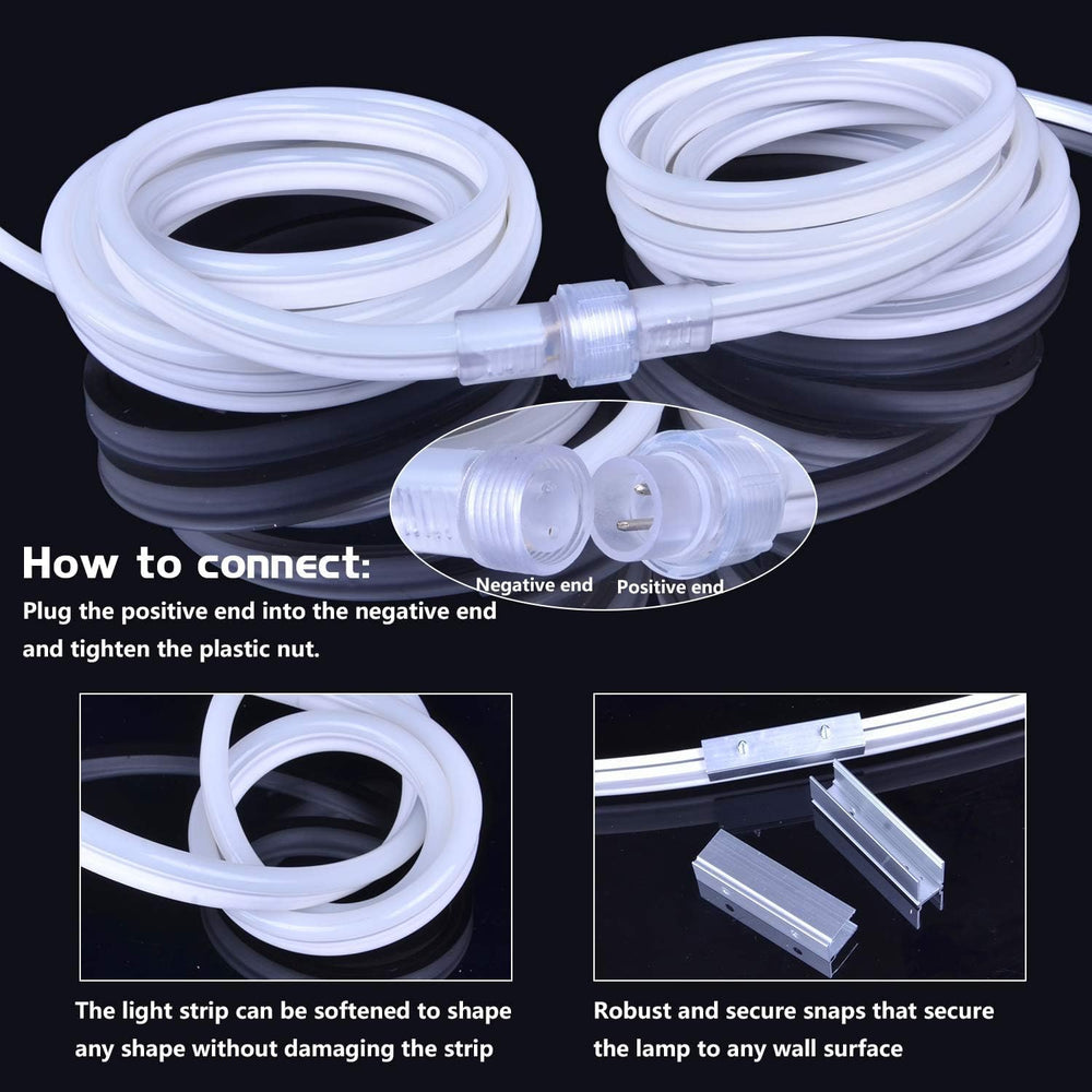 33FT Blue Neon Strip Lights, AC 110V 1200LED for in/Outdoor Lights | Neon Rop...