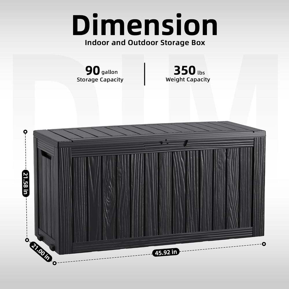 DRATO 90 Gallon Outdoor Storage Box Waterproof, Lockable Resin Deck Box with ...
