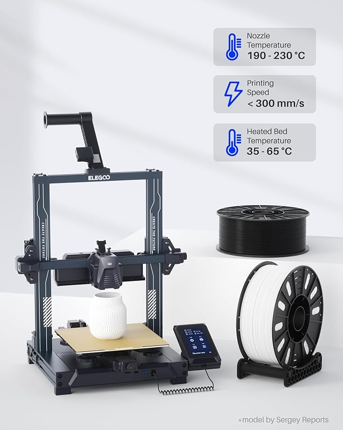 ELEGOO PLA Filament 1.75mm Black 3KG, 3D Printer Filament Dimensional Accuracy
