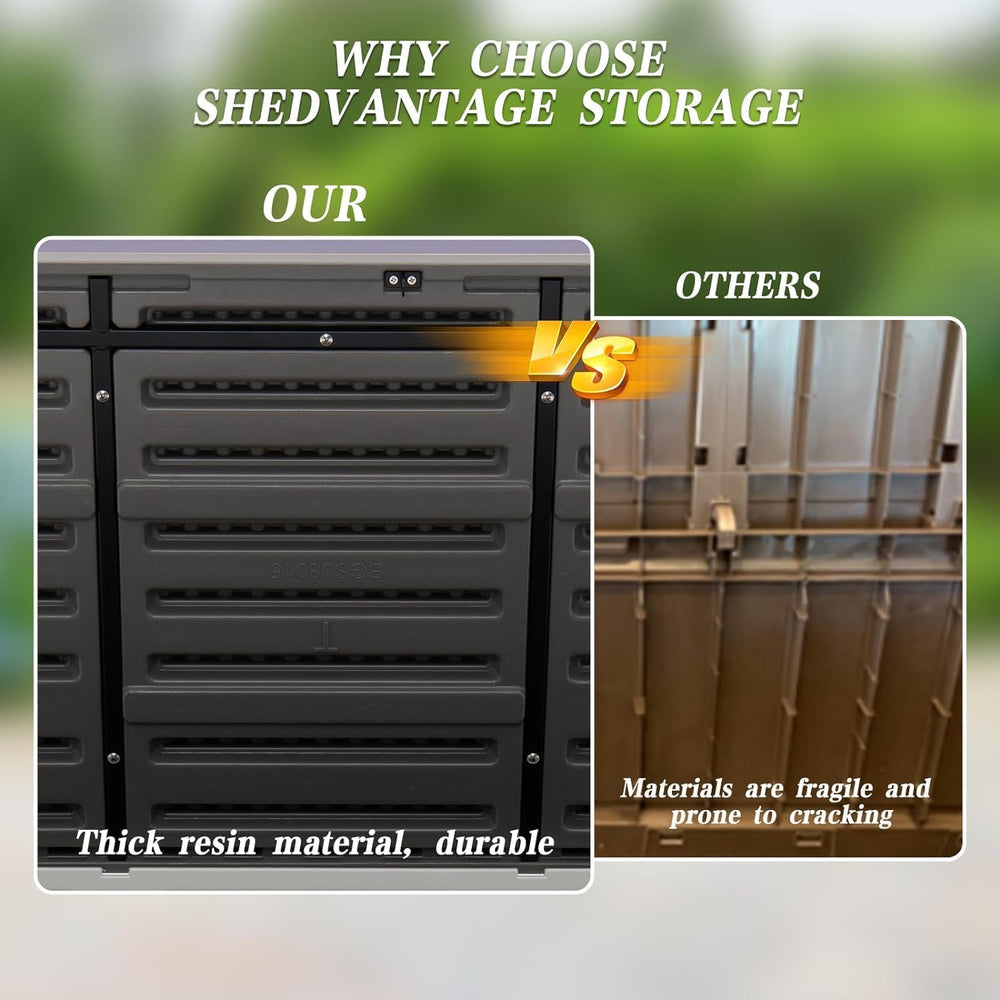 Outdoor Storage Box Waterproof, 100 Gallon Plus Lockable Resin Deck Box Large...