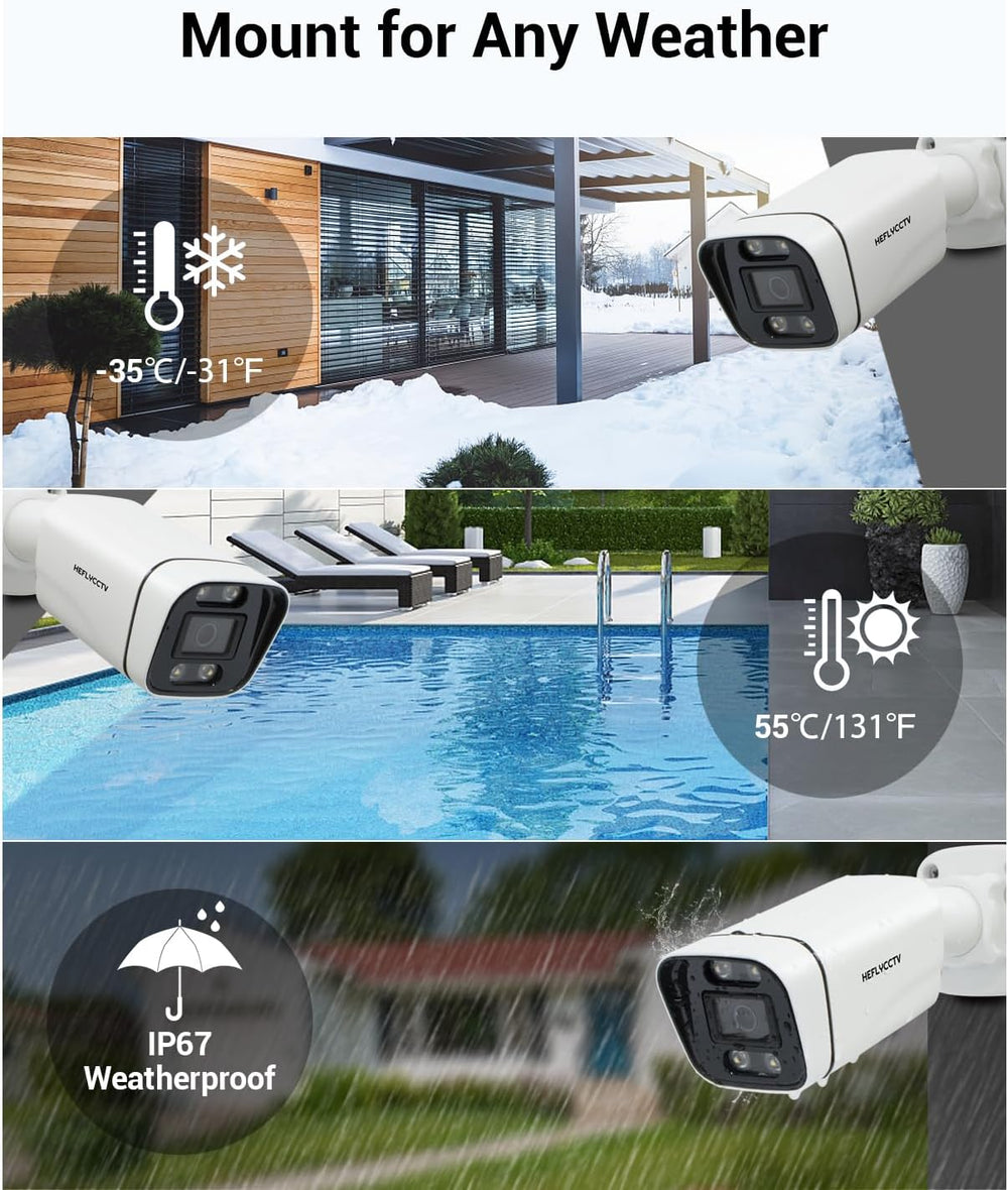 4MP POE IP Camera,Bullet Security Surveillance Wired CCTV Cameras with Human ...