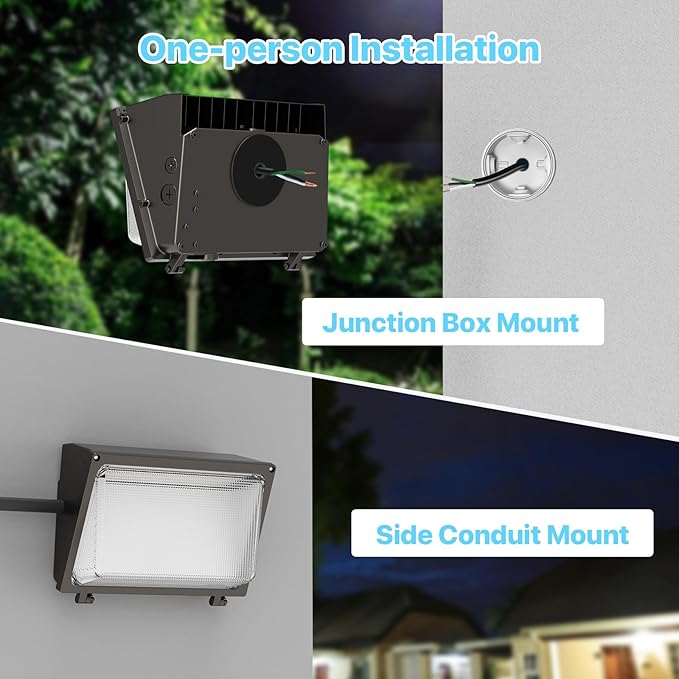 HYPERLITE LED Wall Pack Light: 120W 18000LM Glass Lens Wall Pack LED Exterior