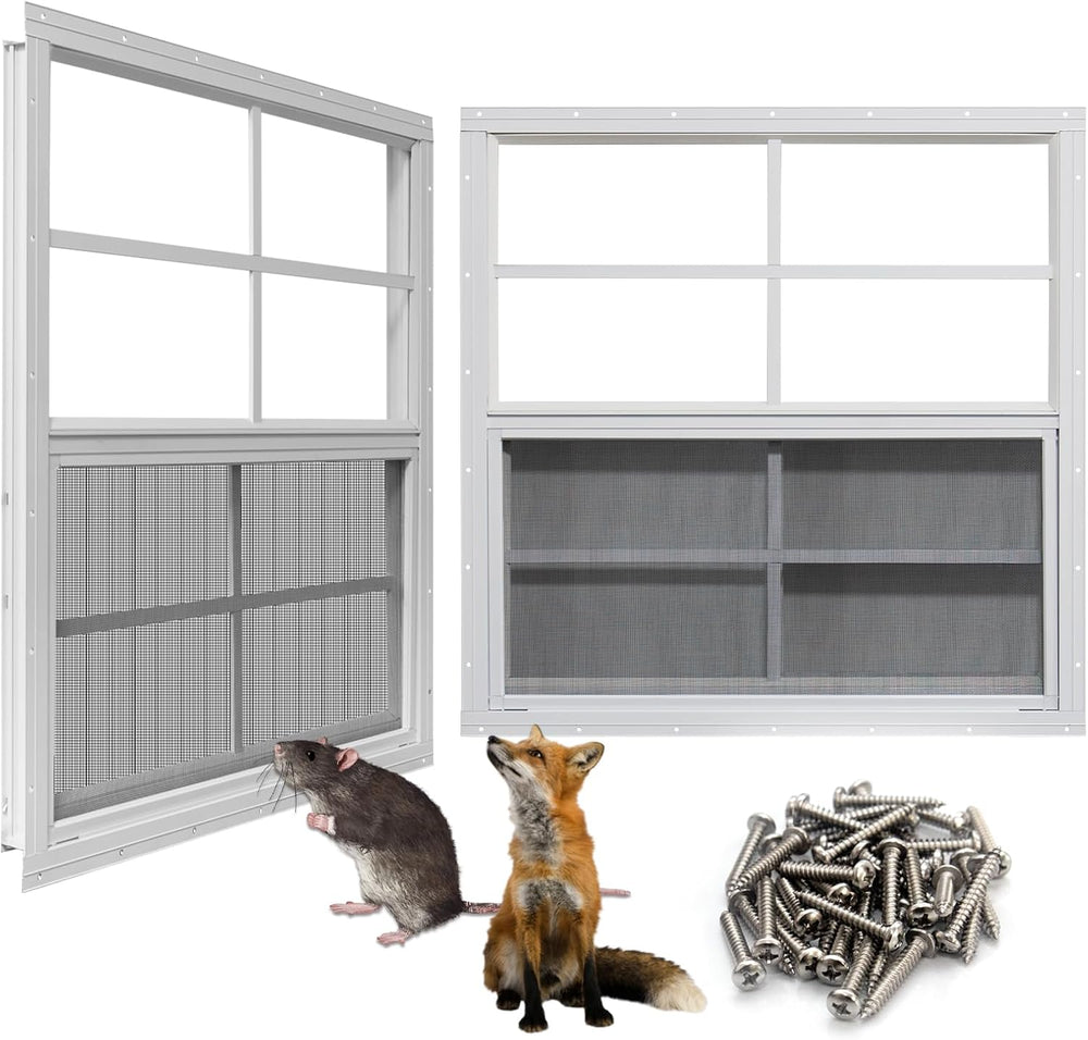 NeatiEase Upgraded Shed Windows 2 Pack, 30" x 30" Windows with Temp...