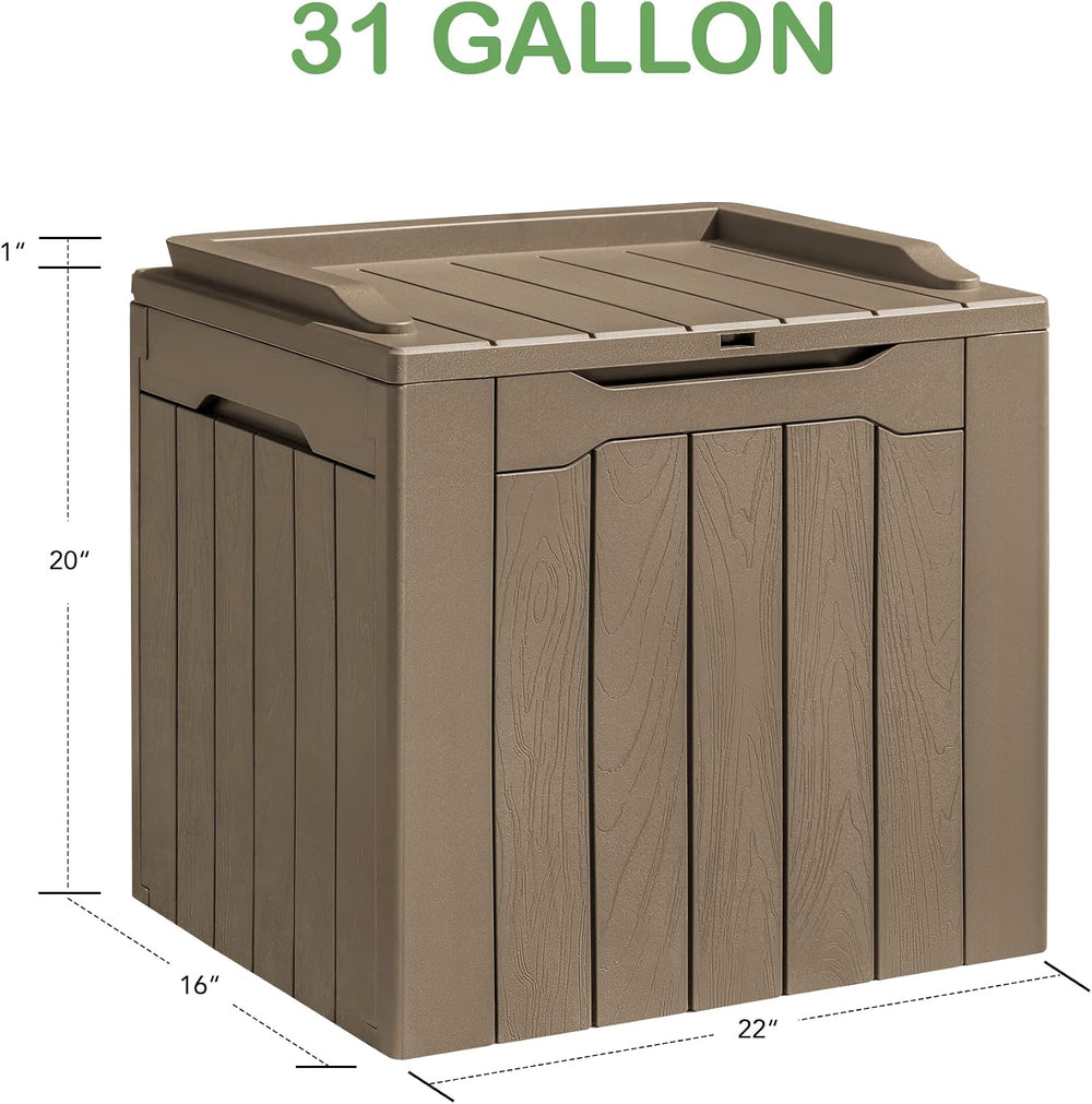 Homall 31 Gallon Resin Deck Box Waterproof Outdoor Storage Lockable Indoor Ou...