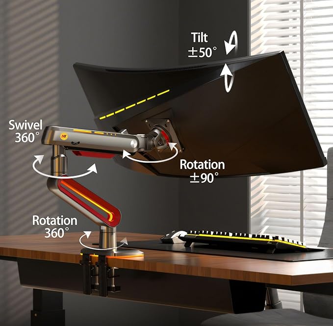NB Designer Gaming Monitor Arm for 32 to 60 Inches Screen, Load up to 20 kg