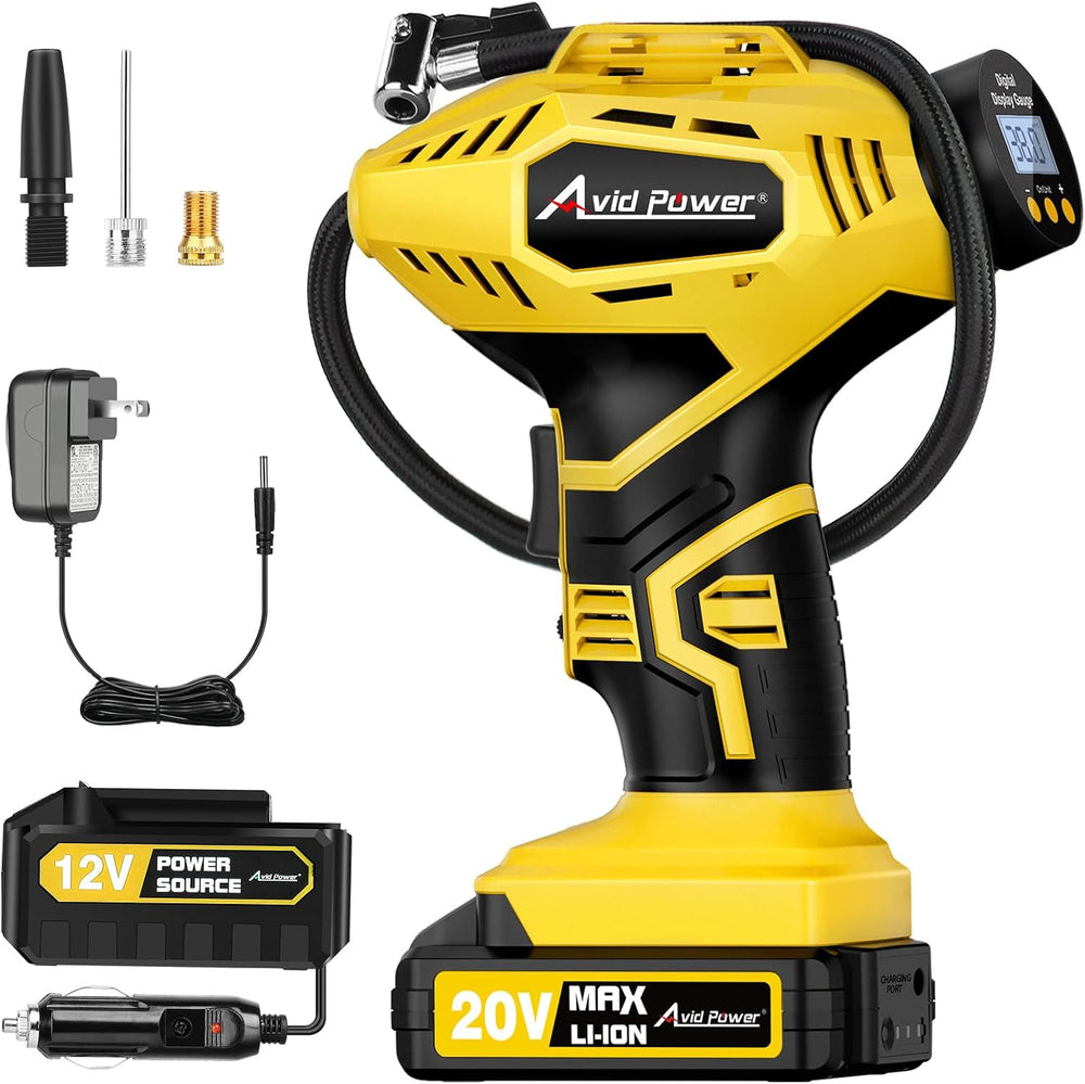 AVID POWER 20V Rechargeable Cordless Tire Inflator Portable Air Compressor