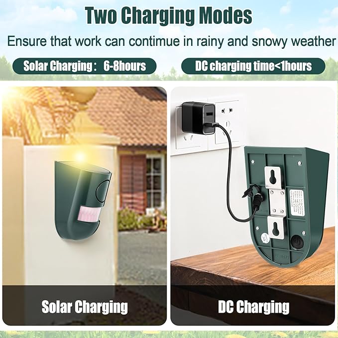 Qualirey 6 Pack Solar Sound and Light Alarm Motion Sensor 129db Outdoor