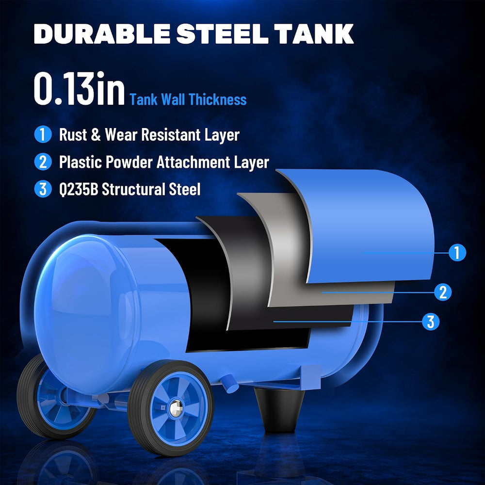 8 Gallon 2 HP Oil-Free Air Compressor, 4.2 CFM @ 90 PSI, 116 Max PSI