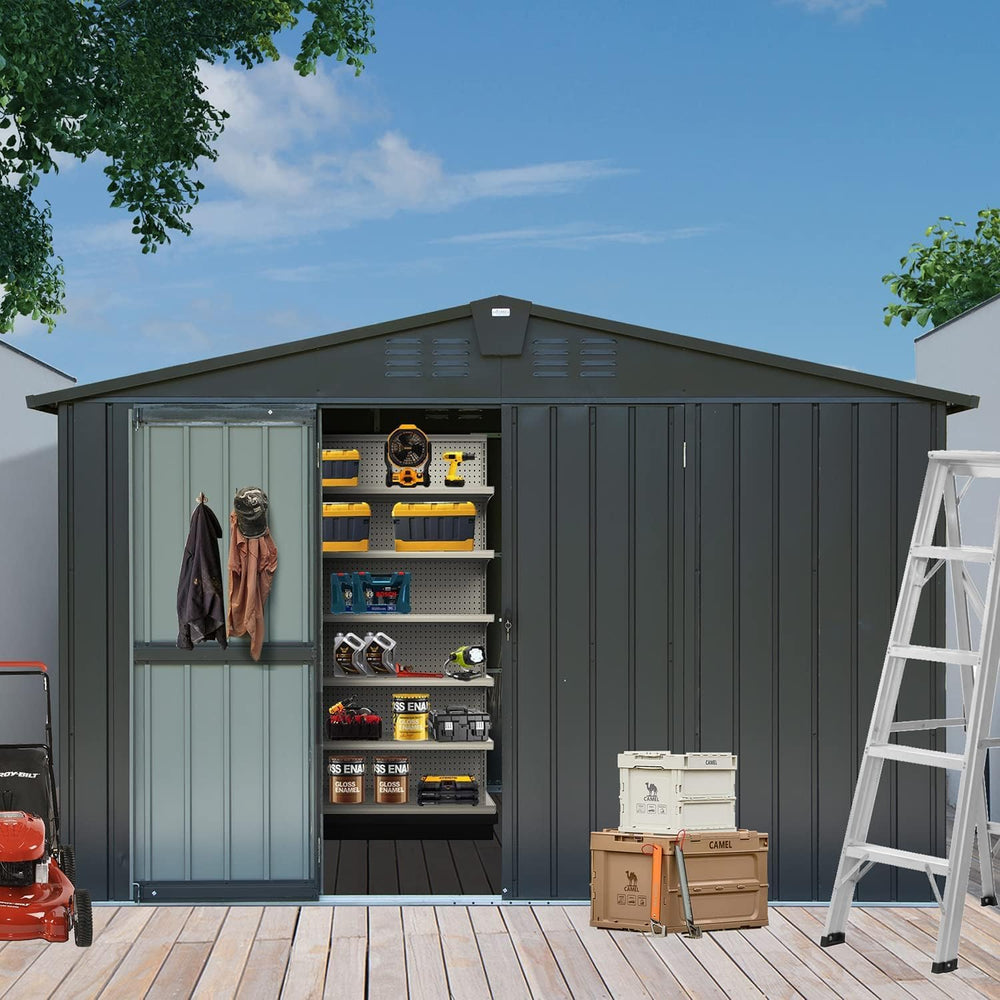 Domi Outdoor Storage Shed 10x8 FT, Metal Shed Storage House with Lockable Dou...