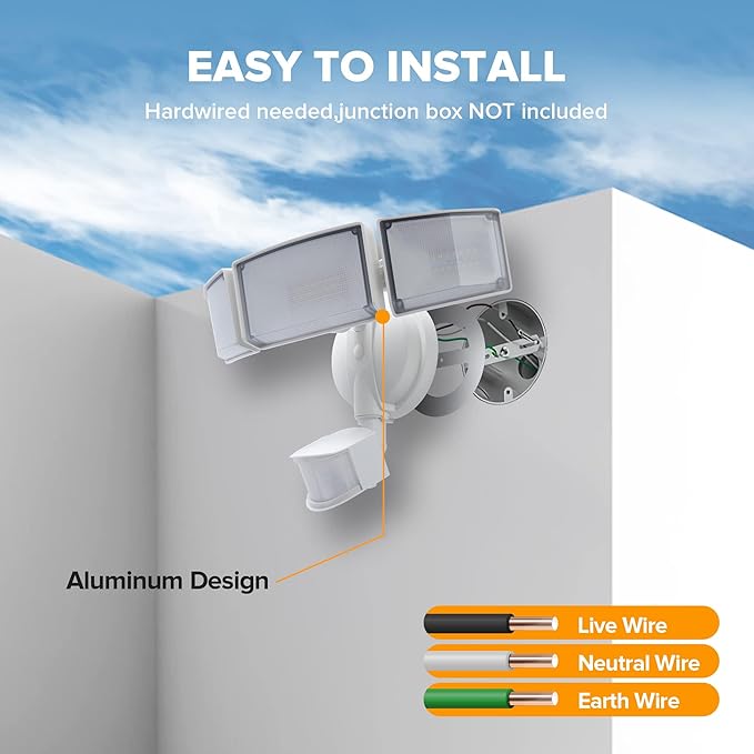 LUTEC 2 Pack 72W 7500LM LED Security Lights Motion Sensor Light Outdoor