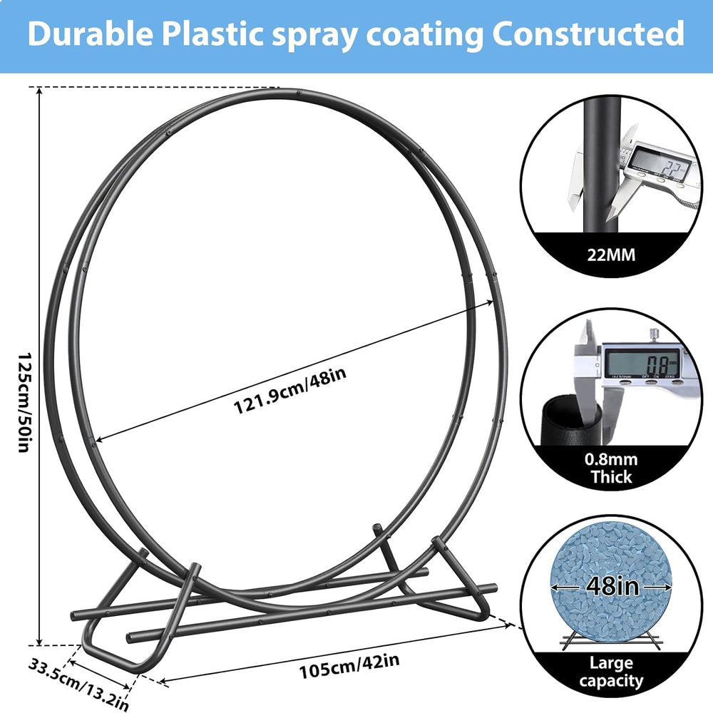 48 Inch Indoor or Outdoor Firewood Rack Circle -Metal Pipe Made