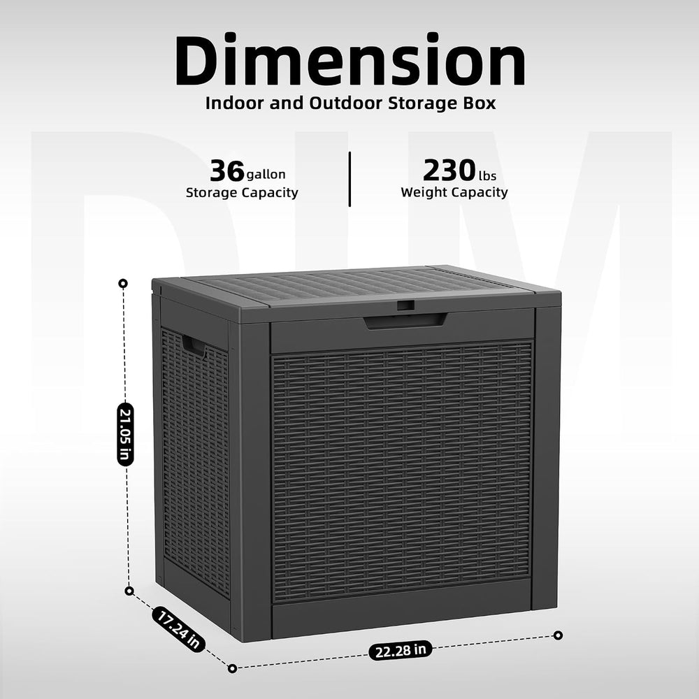 Vixzen 36 Gallon Deck Boxes Outdoor Waterproof, Lockable Resin Storage Box wi...