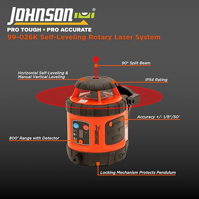 Johnson Level & Tool 99-026K Self-Leveling Horizontal Rotary Laser System w/