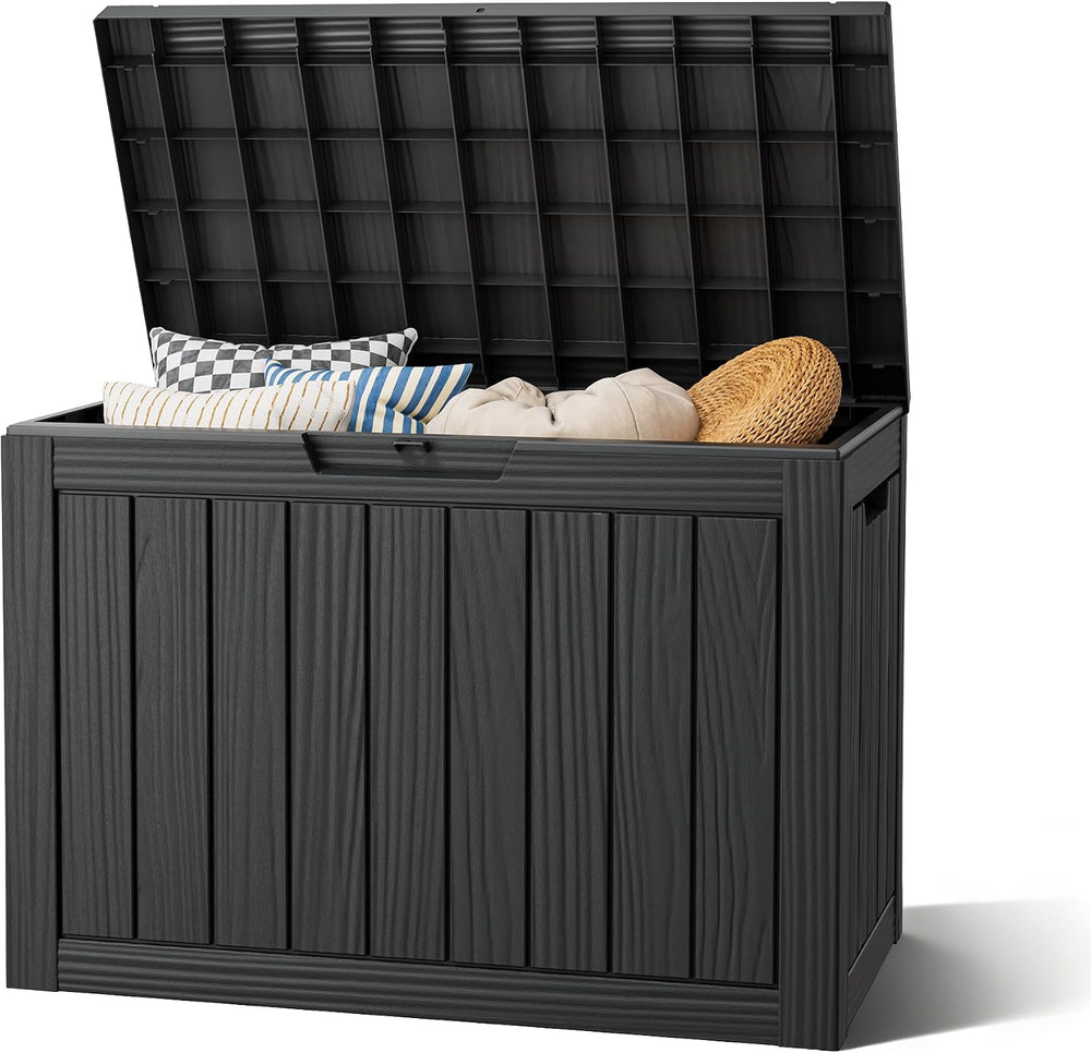Waterproof Outdoor Storage Box, Resin Patio Bin,50 Gal,Black