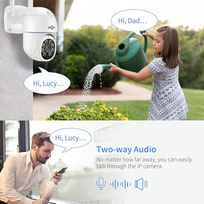Hiseeu 5MP 360° Pan Tilt Camera WiFi Security Camera Outdoor Motion Tracking