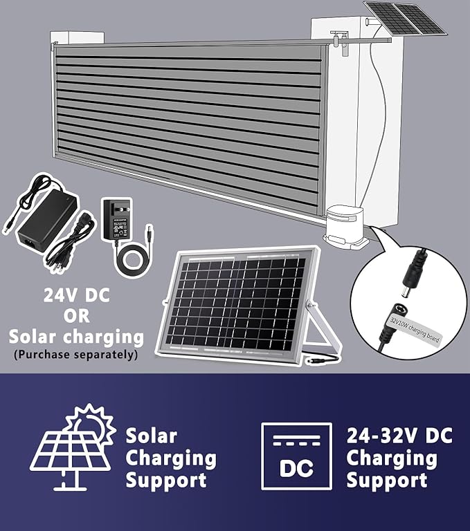 Blütezeit 1400lb Sliding Gate Opener, Solar Power | WiFi Control | Battery