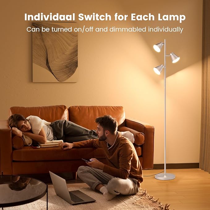 SIBRILLE 36W LED Tree Floor Lamp, Dimmable Tall Standing Lamp