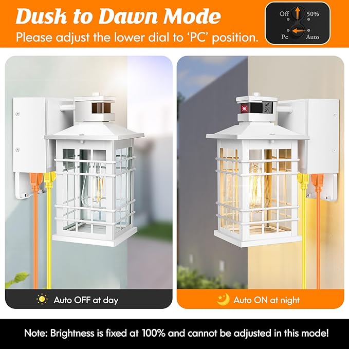 Porch Light with GFCI Outlets Built-in, Motion Sensor Dusk to Dawn Outdoor