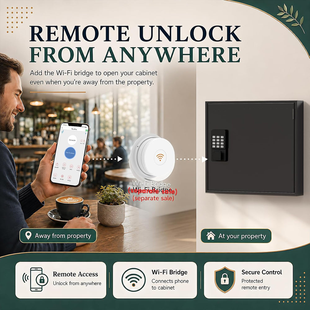 90 Key Lock Box Smart Key Cabinet Wall Mount with Keypad & App for Office