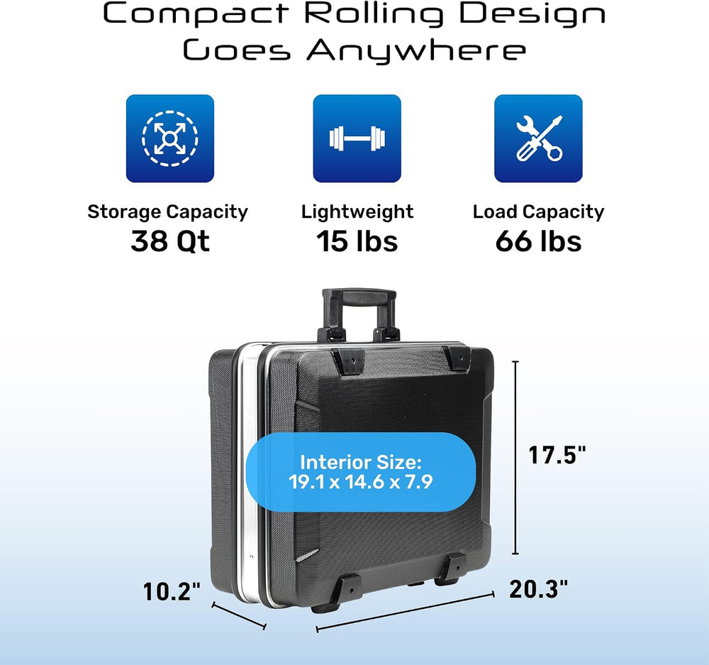 B&W International GO Portable Wheeled Rolling Tool Case Box with Pocket B...