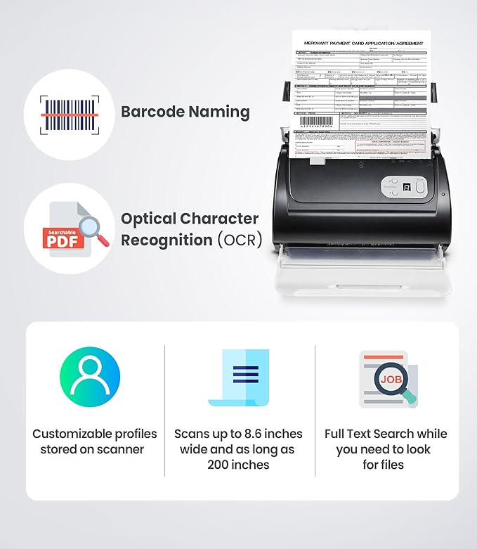 Plustek PS188 High Speed Double-Sided Color Document Scanner,
